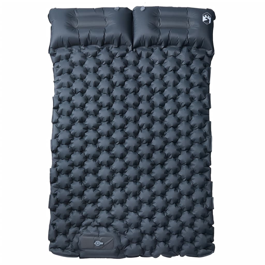 vidaXL Samonapuhujući madrac za kampiranje s jastucima sivi za 2 osobe