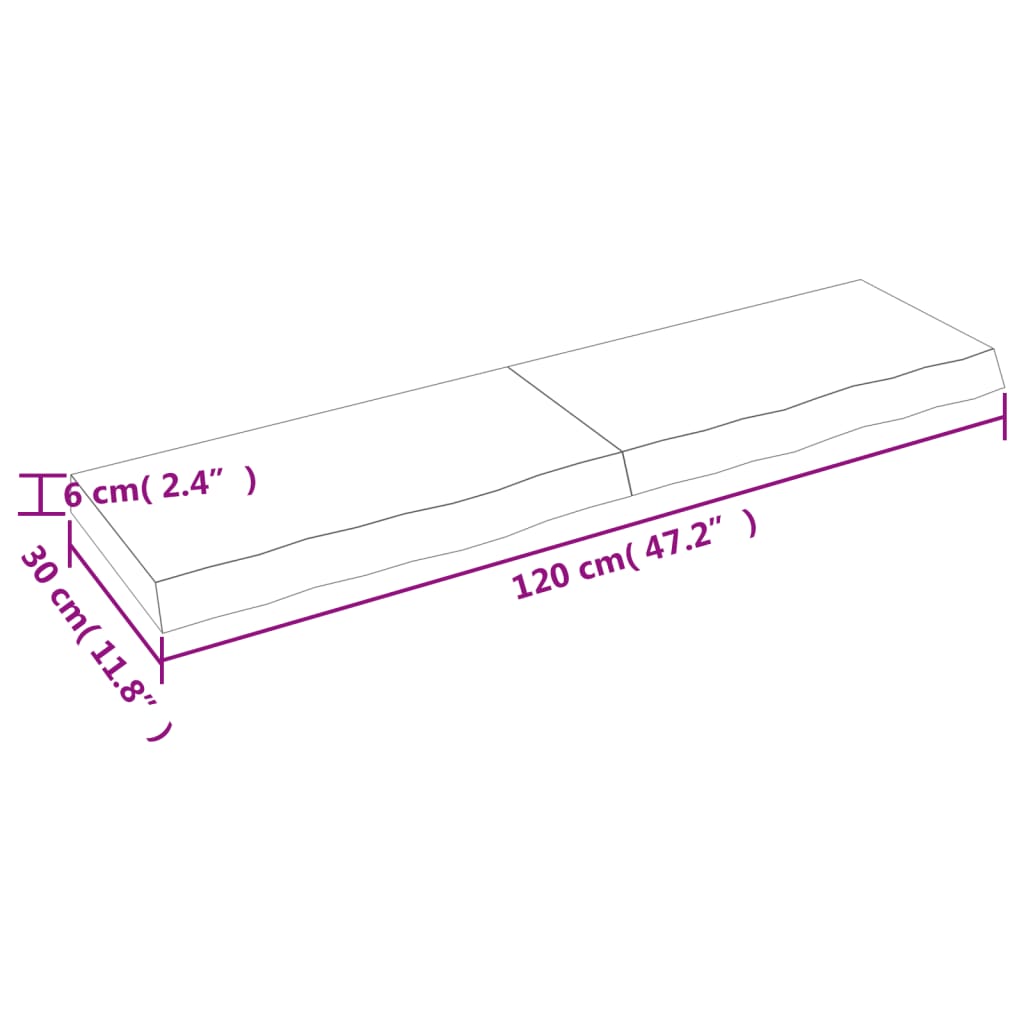 vidaXL Zidna polica tamnosmeđa 120x30x(2-6) cm od obrađene hrastovine