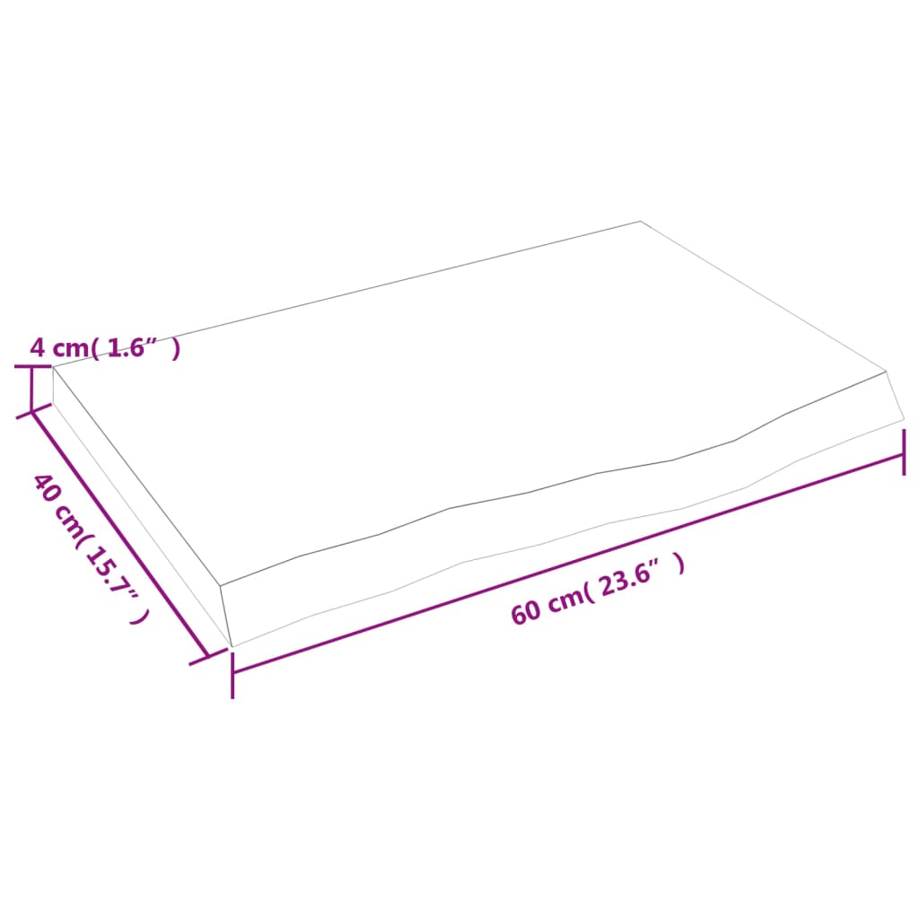 vidaXL Stolna ploča tamnosiva 60x40x(2-4) cm obrađena masivna hrast