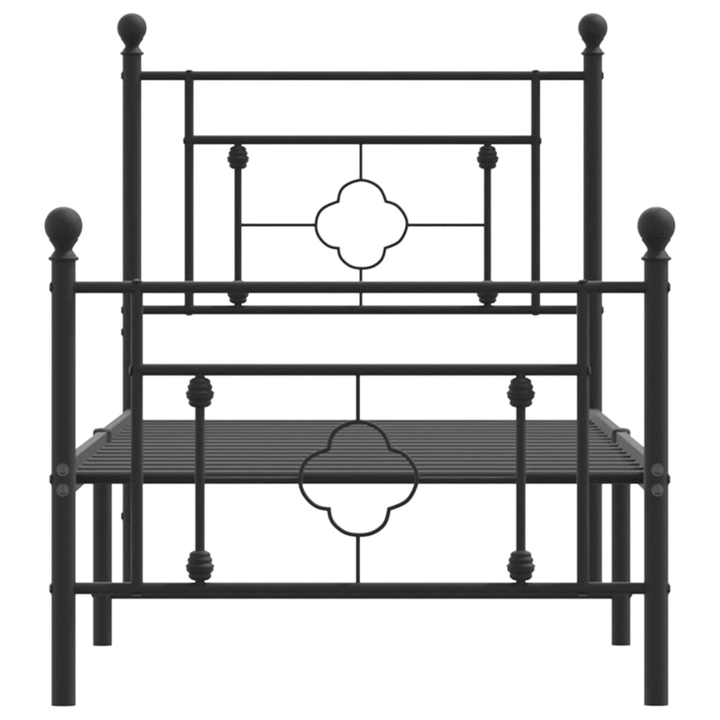 vidaXL Metalni okvir kreveta uzglavlje i podnožje crni 80x200 cm