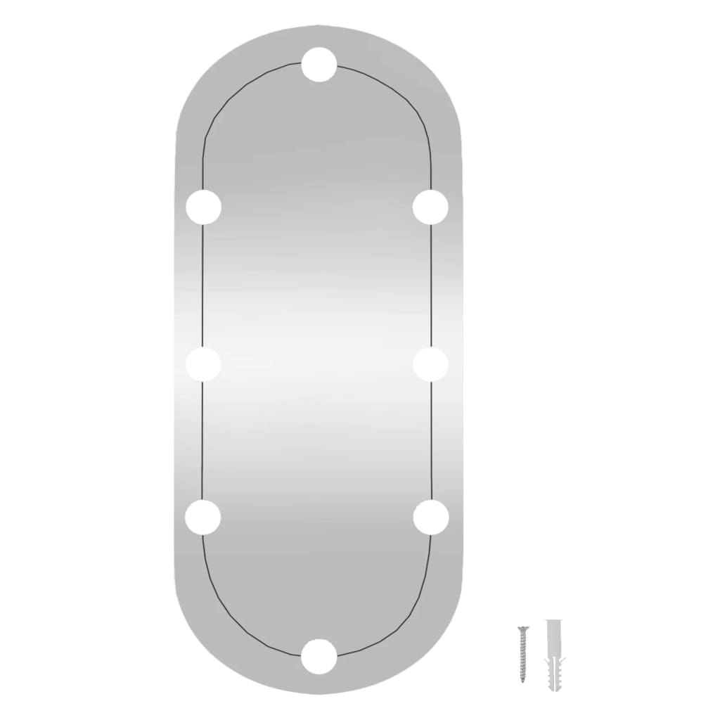 vidaXL Zidno ogledalo s LED svjetlima 35x80 cm stakleno ovalno