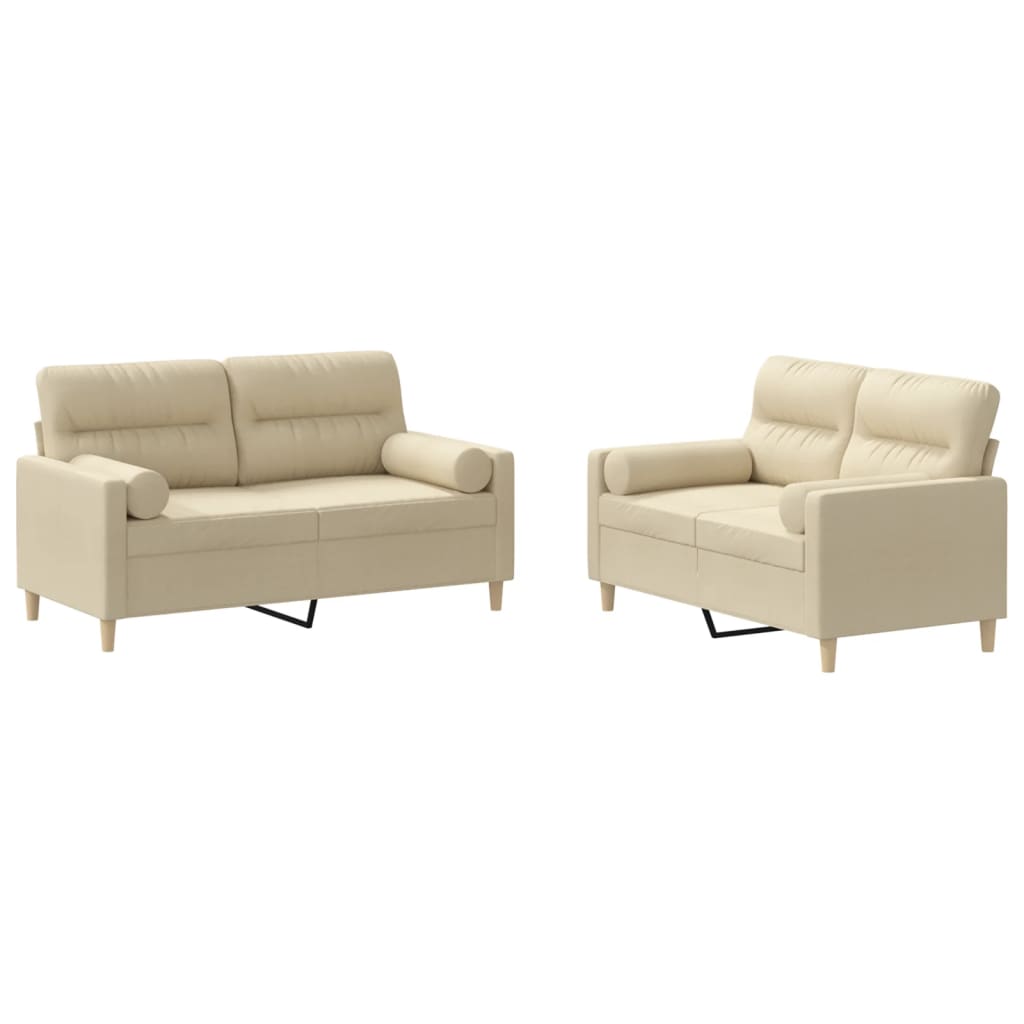 vidaXL 2-dijelni set sofa s jastucima krem od tkanine