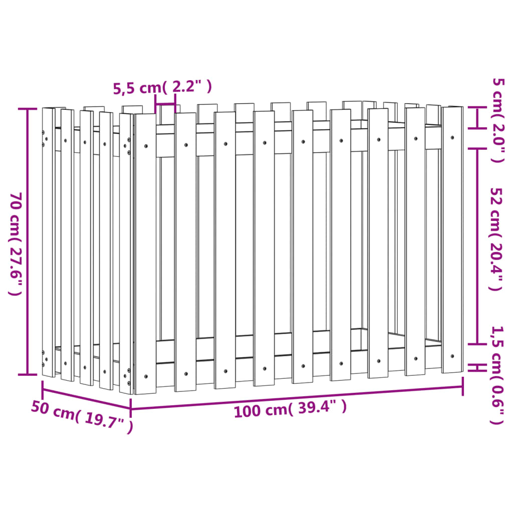 vidaXL Povišena vrtna gredica bijela 100x50x70 cm masivna borovina