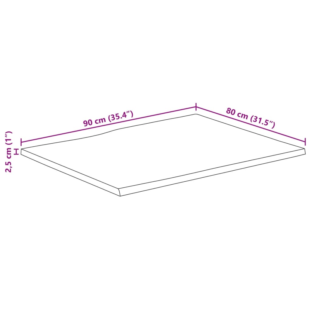 vidaXL Stolna ploča 90x80x2,5 cm od masivnog drva manga sa živim rubom