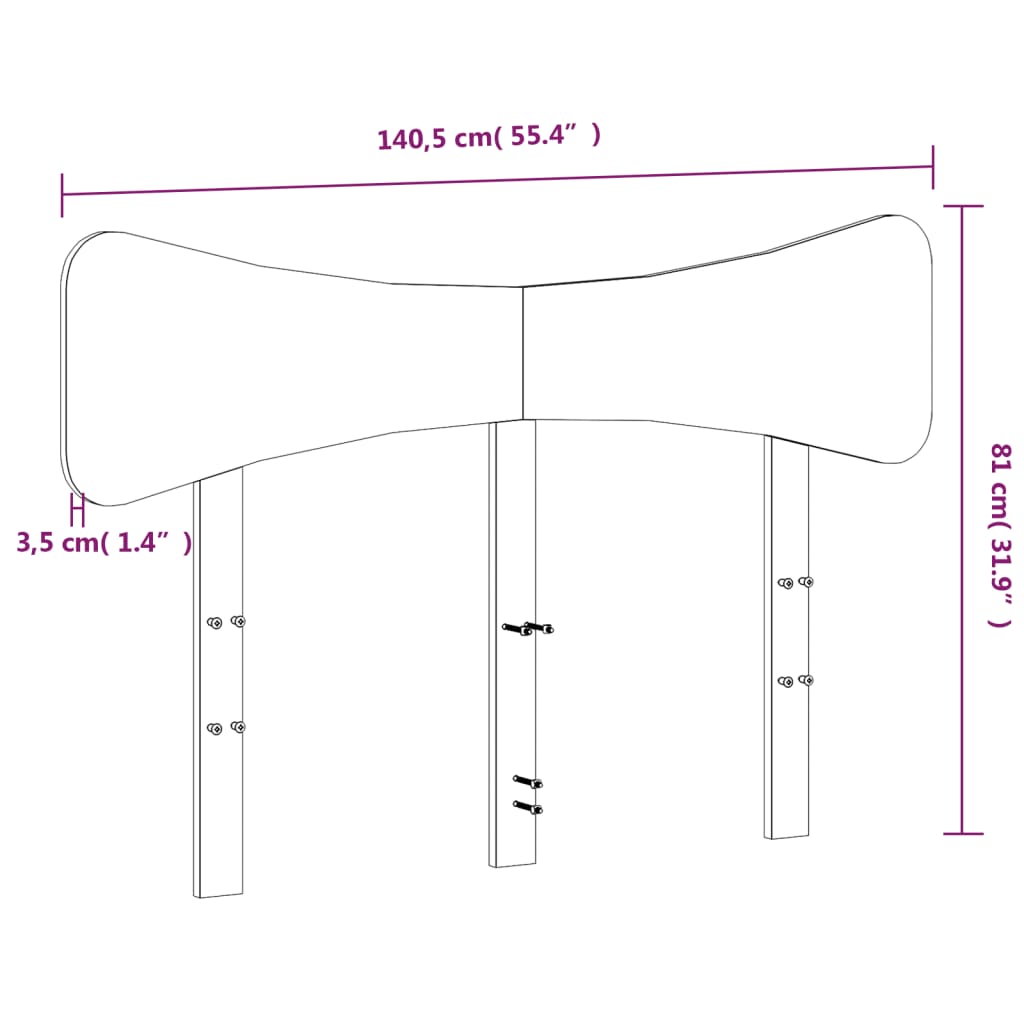 vidaXL Uzglavlje bijelo 135 cm od masivne borovine