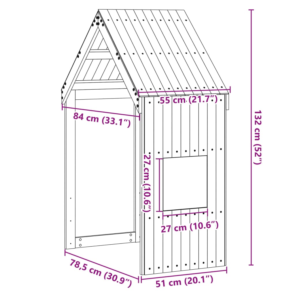 vidaXL Krov za dječji krevet 55 x 84 x 132 cm od masivne borovine