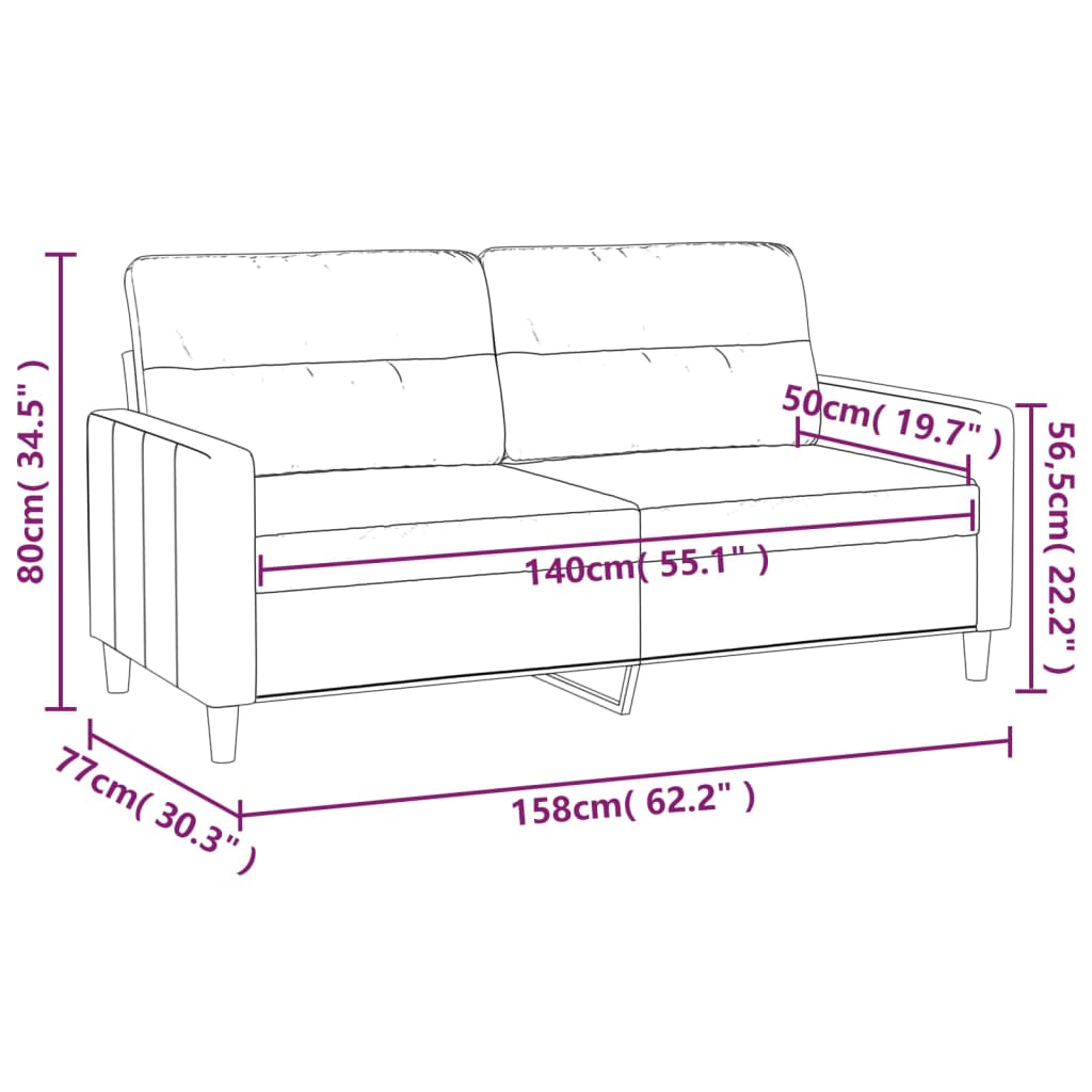 vidaXL Dvosjed od tkanine crvena boja vina 140 cm