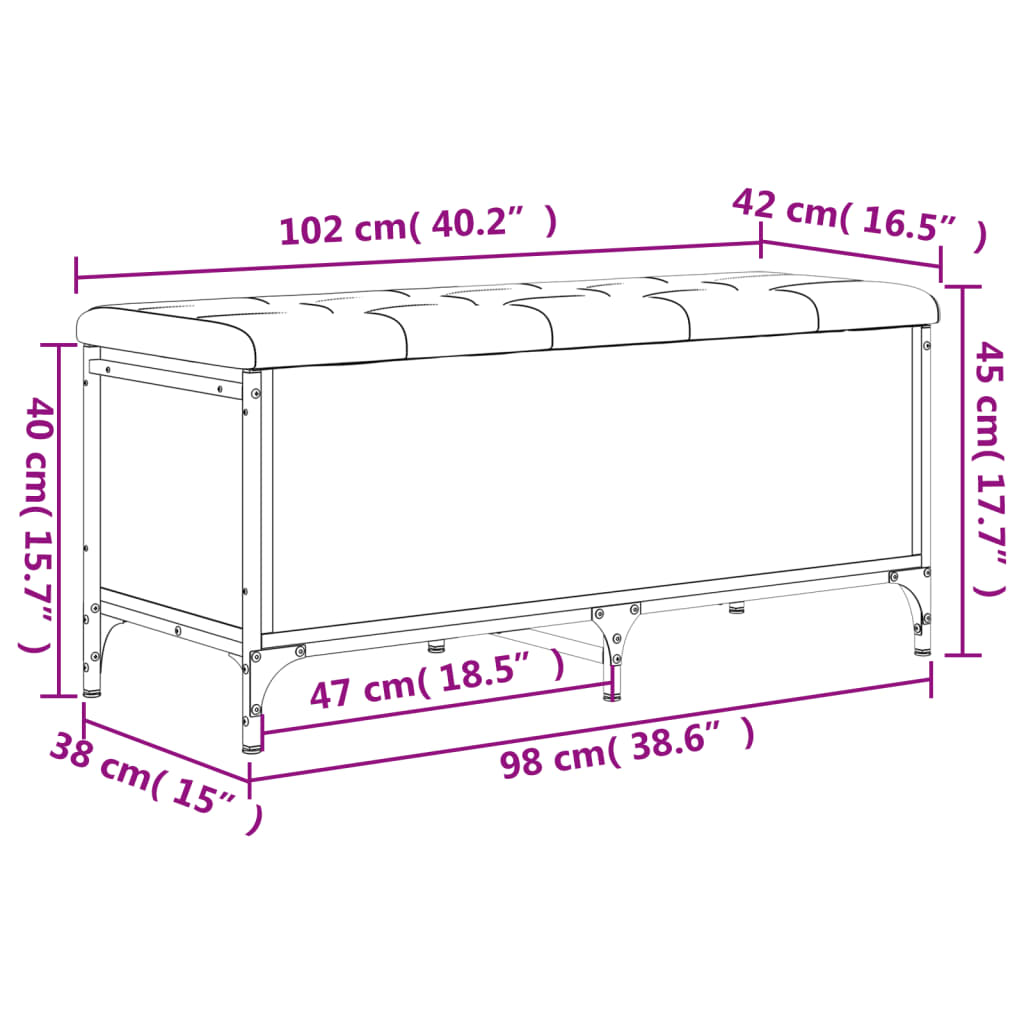 vidaXL Klupa za pohranu boja hrasta 102x42x45 cm od konstruiranog drva