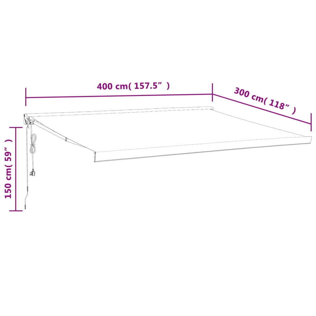 vidaXL Tenda na uvlačenje žuto-bijela 4 x 3 m od tkanine i aluminija