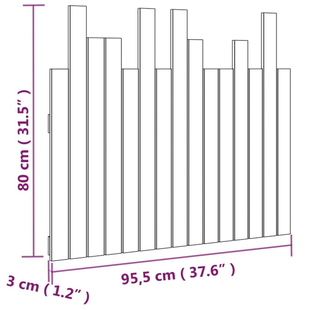 vidaXL Zidno uzglavlje bijelo 95,5x3x80 cm od masivne borovine