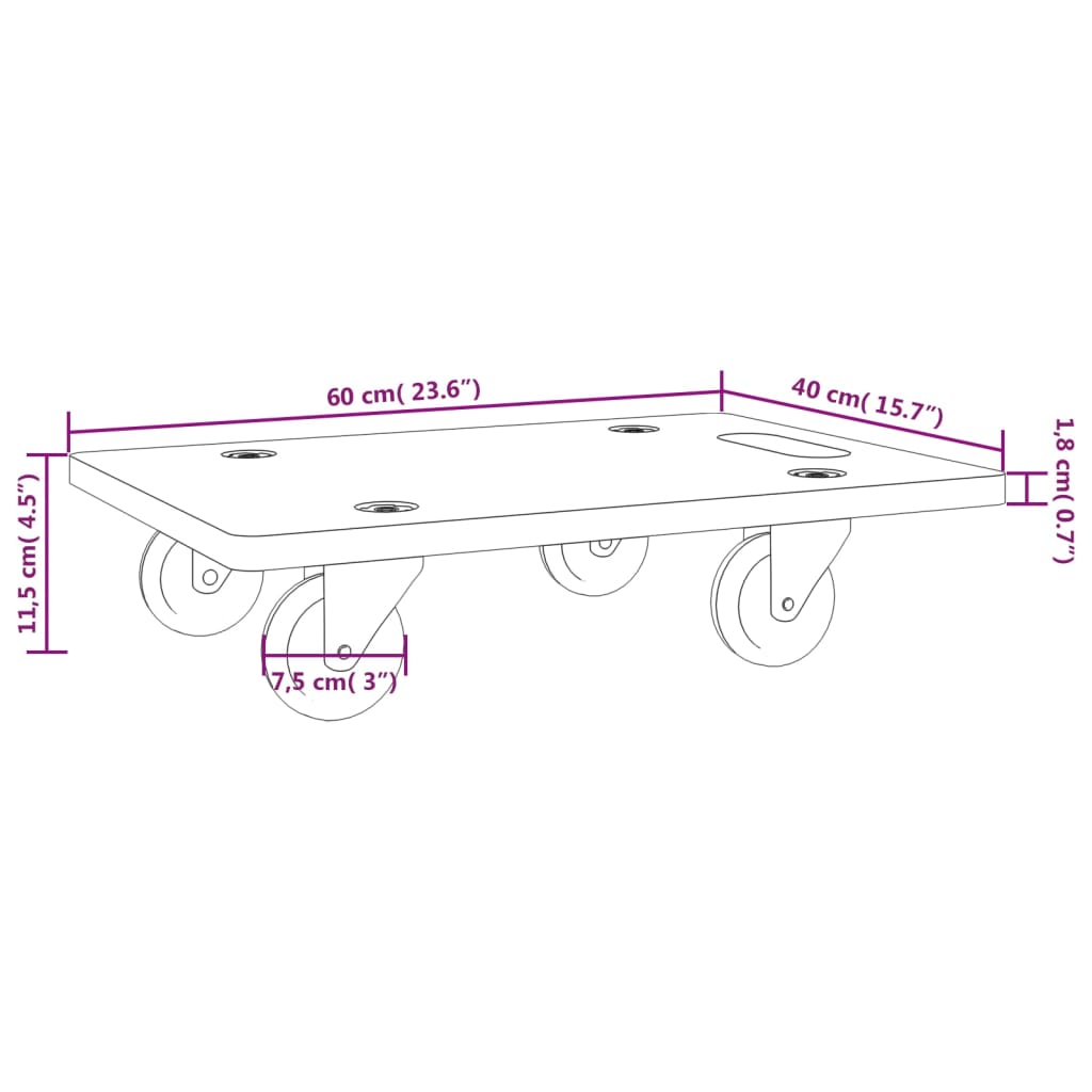 vidaXL Transportne platforme s kotačima 2 kom pravokutne 60x40x11,5 cm