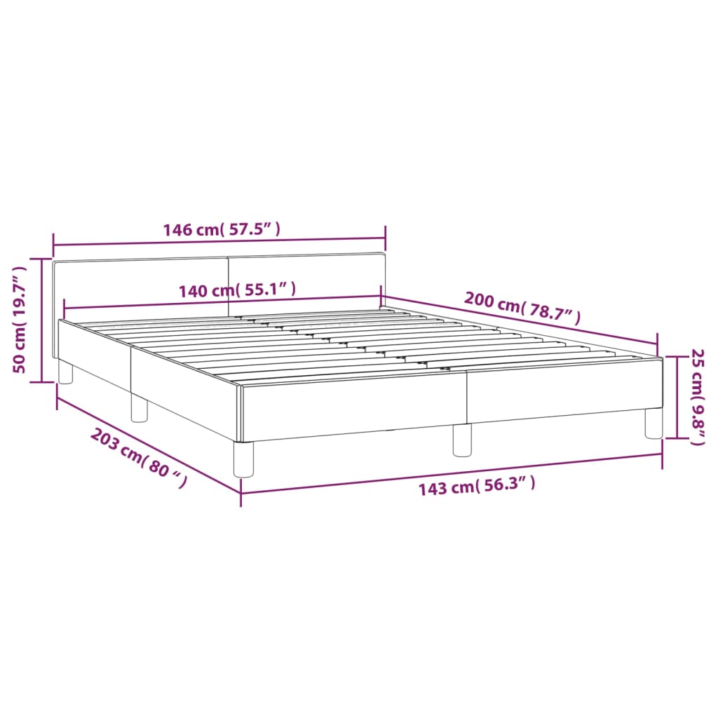 vidaXL Okvir za krevet s uzglavljem crni 140x200 cm baršunasti