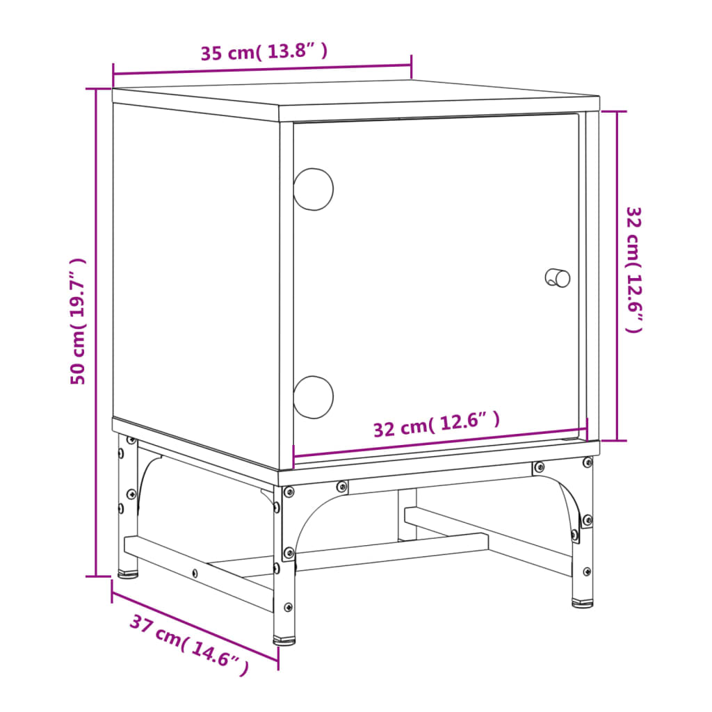 vidaXL Noćni ormarići sa staklenim vratima 2 kom crni 35 x 37 x 50 cm