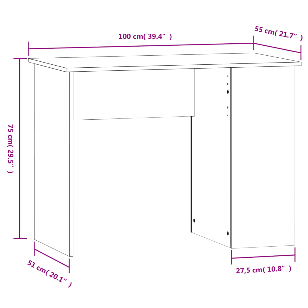 vidaXL Radni stol boja hrasta sonome 100x55x75 cm konstruirano drvo