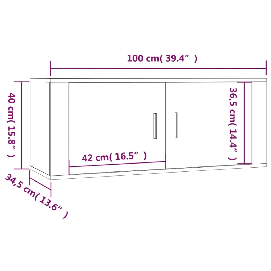 vidaXL Zidni TV ormarić 3 kom bijeli 100 x 34,5 x 40 cm