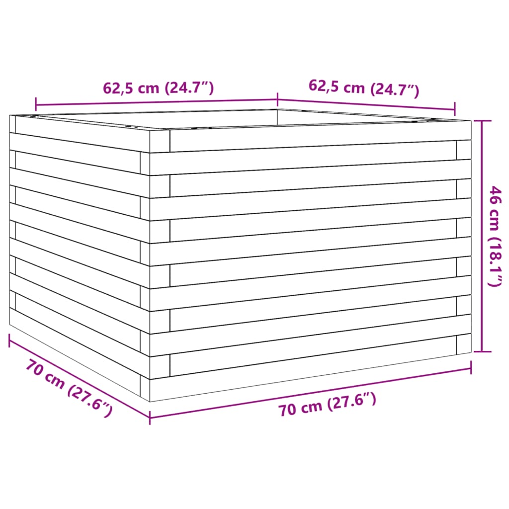 vidaXL Vrtna sadilica 70x70x46 cm od impregnirane borovine