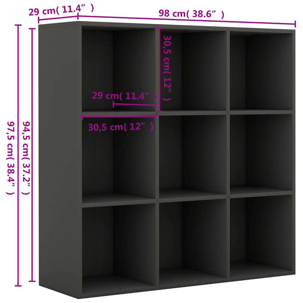 vidaXL Ormarić za knjige sivi 98x29x97,5 cm od konstruiranog drva