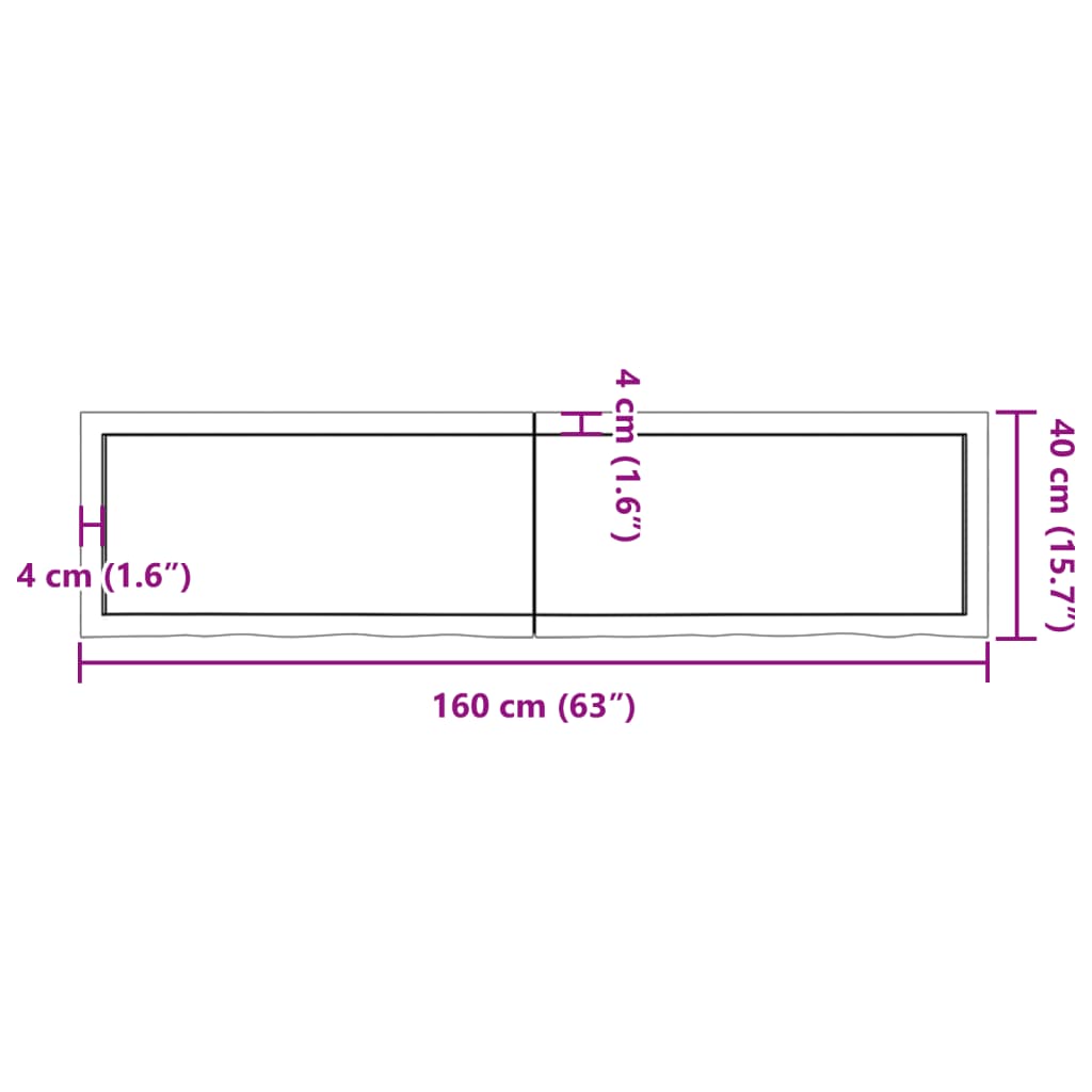 vidaXL Stolna ploča svjetlosmeđa 160x40x(2-4) cm tretirana hrastovina