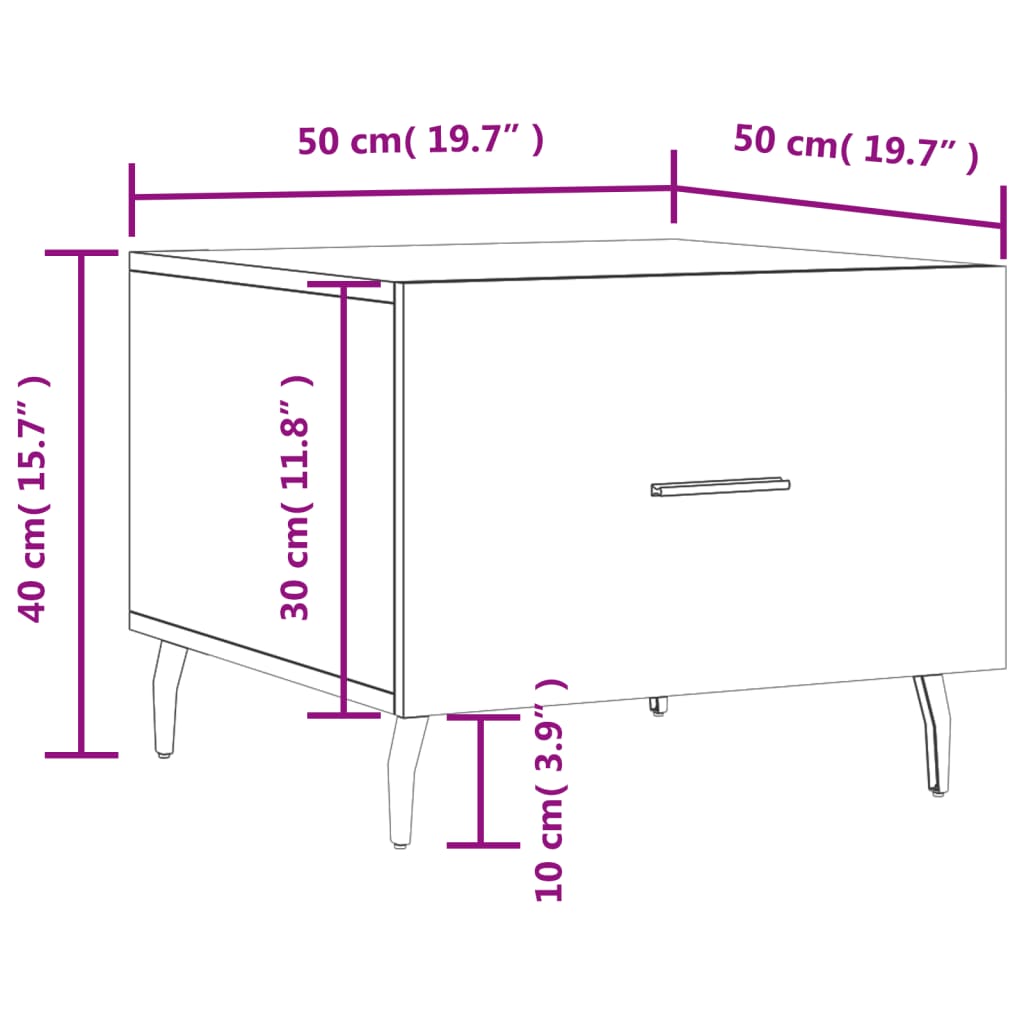 vidaXL Stolić za kavu siva boja hrasta 50x50x40 cm konstruirano drvo