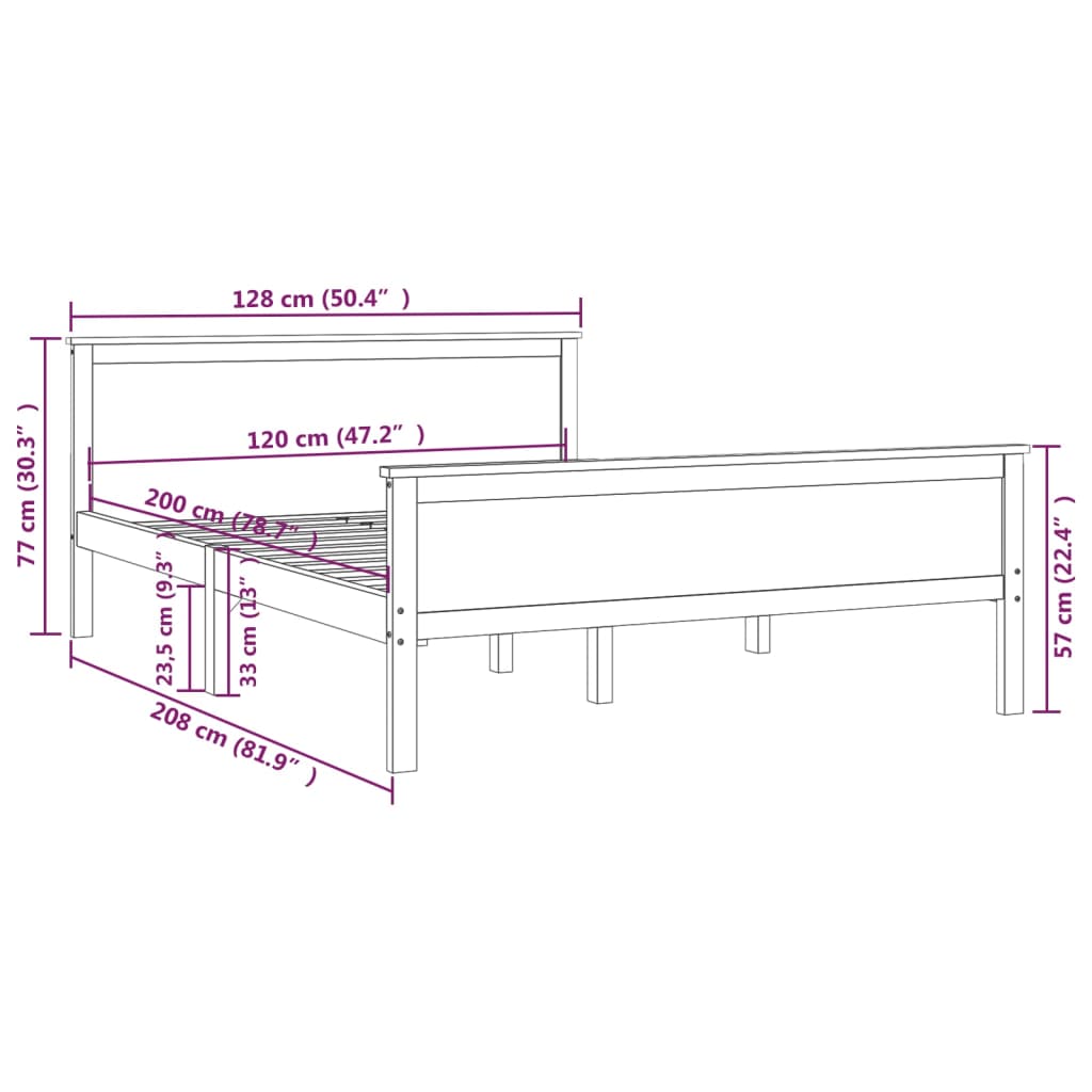 vidaXL Okvir za krevet od masivne borovine boja meda 120 x 200 cm