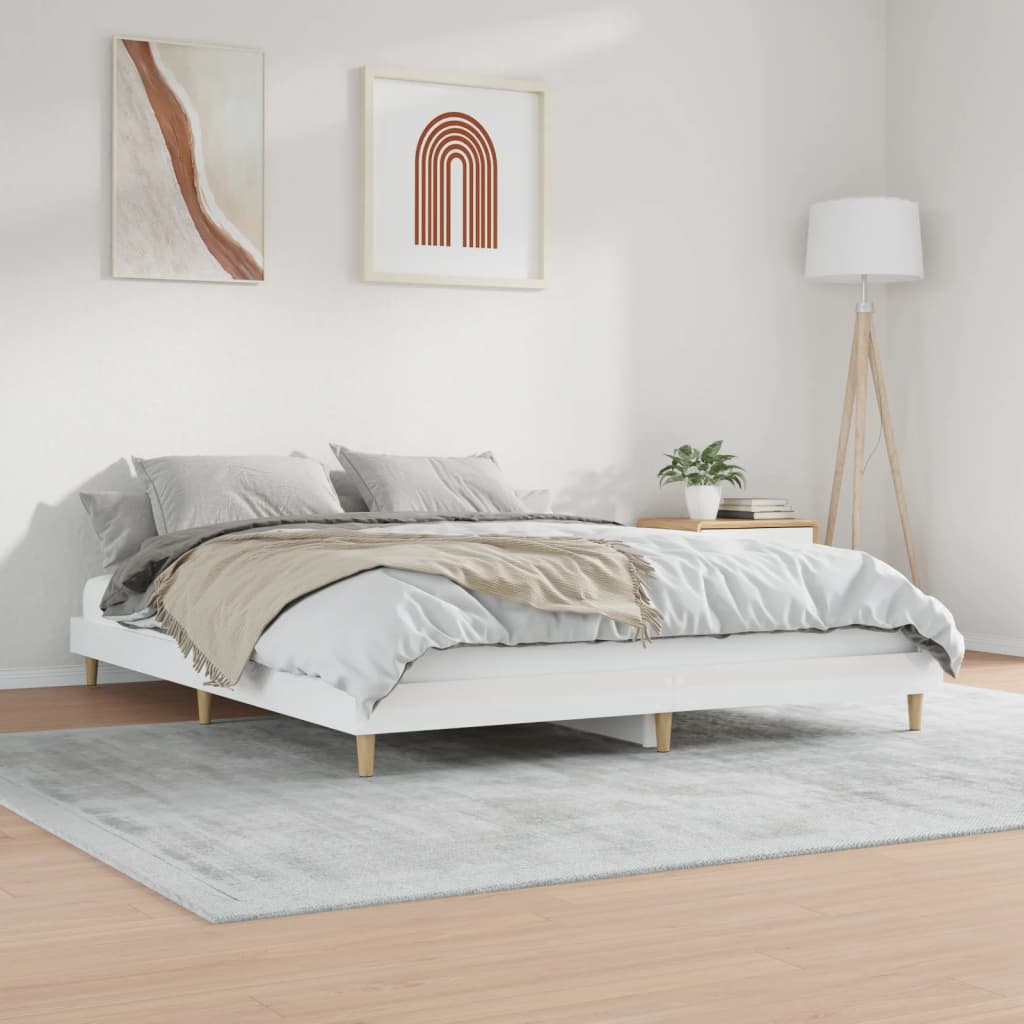 vidaXL Okvir kreveta visoki sjaj bijeli 120x200 cm konstruirano drvo