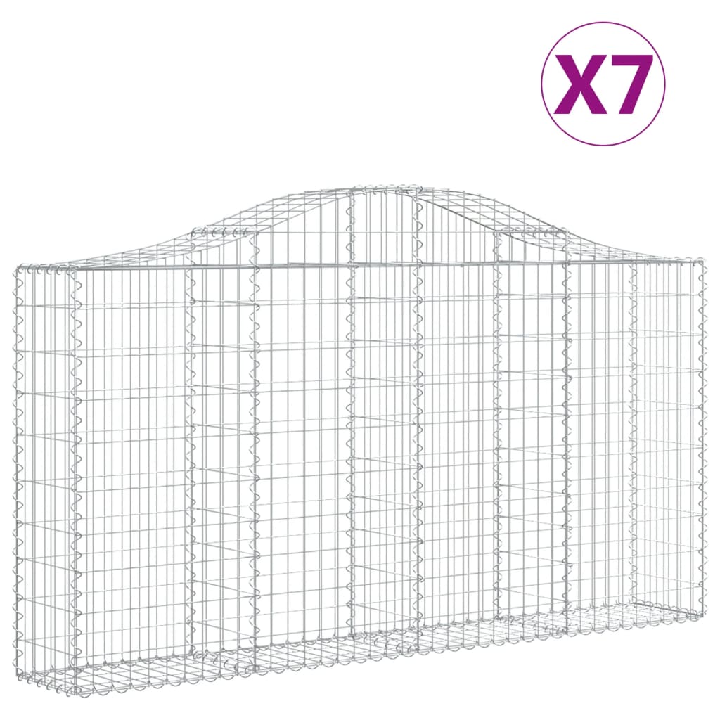 vidaXL Lučne gabionske košare 7 kom 200x30x100/120cm pocinčano željezo