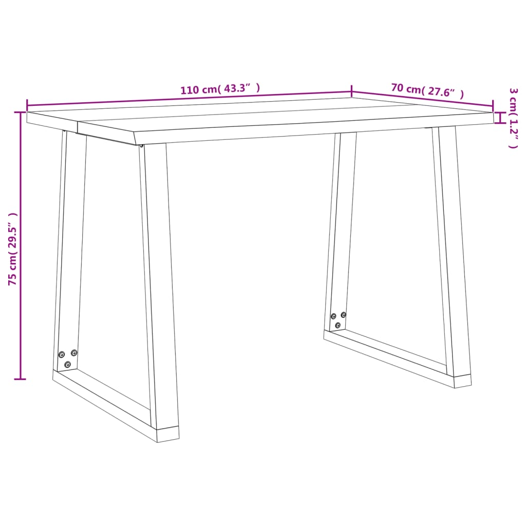 vidaXL Blagovaonski stol sa živim rubom 110x70x75 cm od drva bagrema