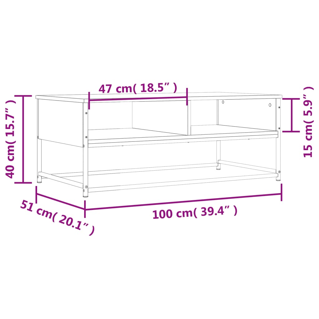 vidaXL Stolić za kavu smeđa boja hrasta 100x51x40 cm konstruirano drvo