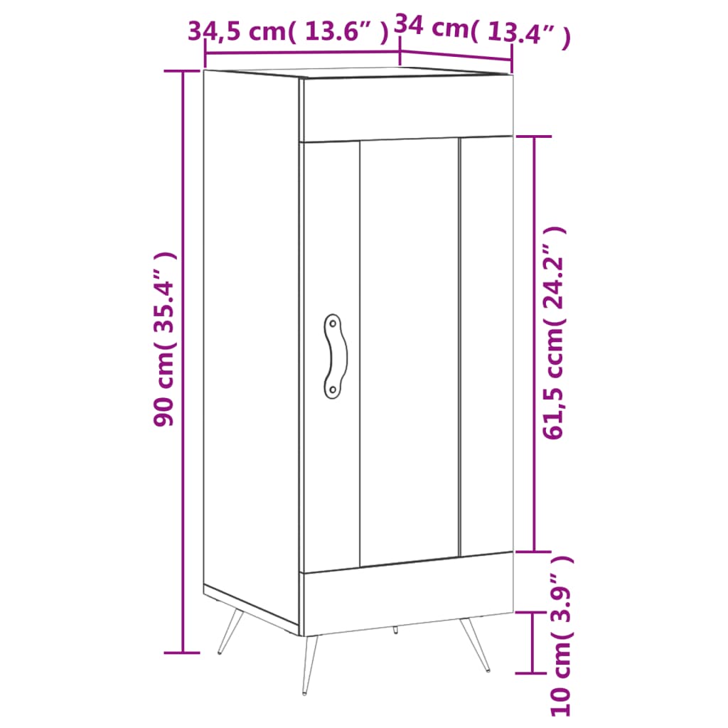 vidaXL Komoda bijela 34,5 x 34 x 90 cm od konstruiranog drva