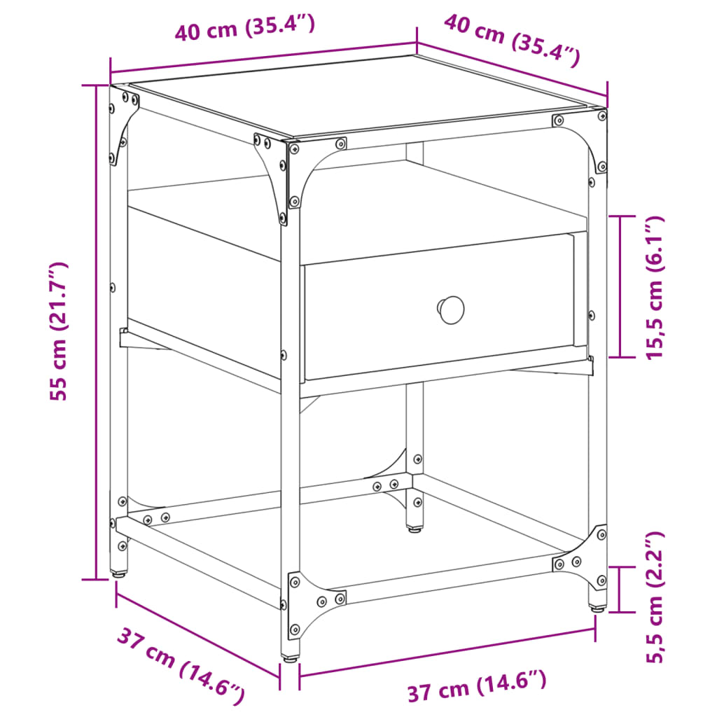 vidaXL Noćni ormarići 2 kom boja hrasta 40x40x55 cm konstruirano drvo