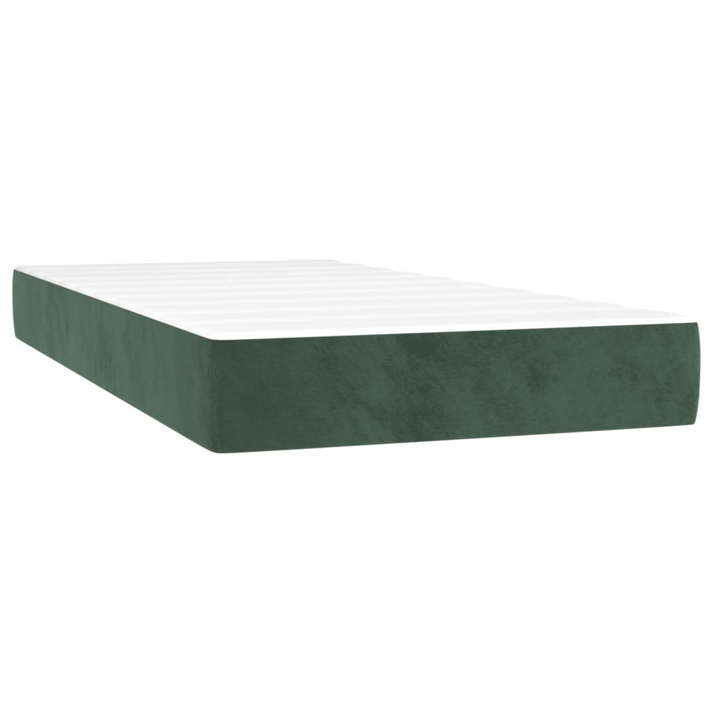 vidaXL Box spring krevet s madracem tamnozeleni 100x200 cm baršunasti