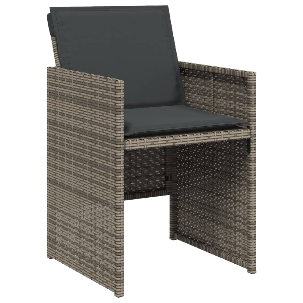 vidaXL Vrtne stolice s jastucima 4 kom od poliratana sive