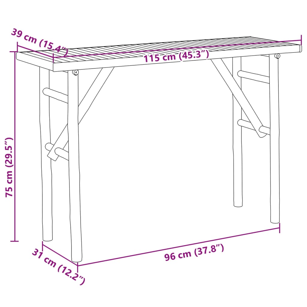 vidaXL Konzolni stol 115 x 39 x 75 cm od bambusa