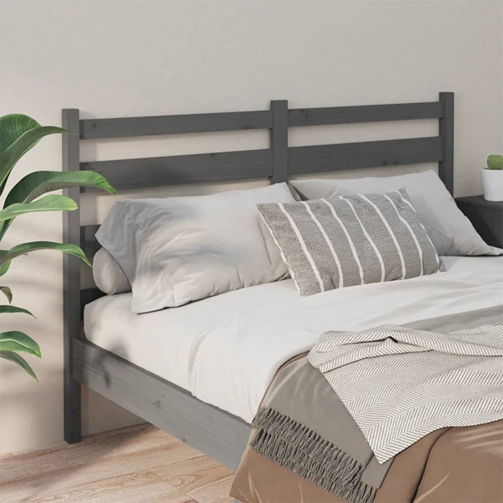 vidaXL Uzglavlje za krevet sivo 206 x 4 x 100 cm od masivne borovine