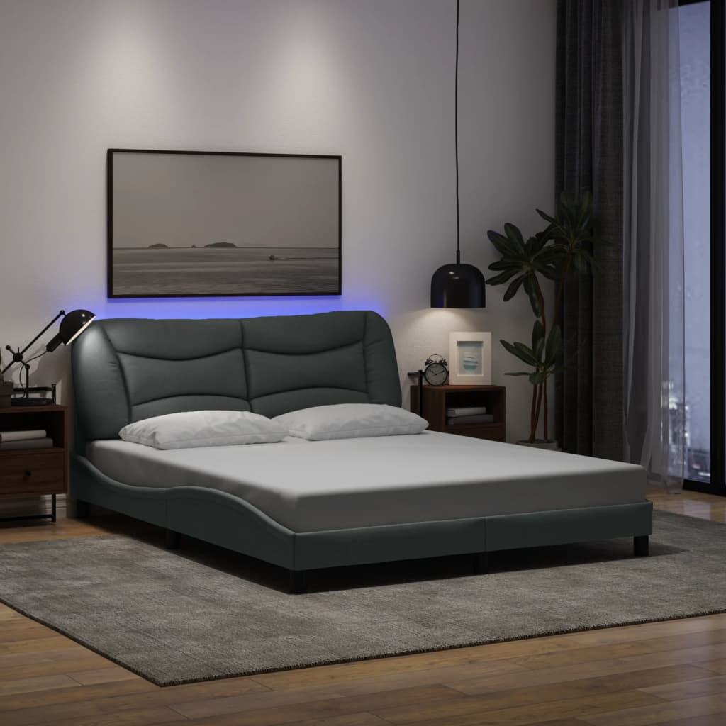 vidaXL Okvir kreveta s LED svjetlima svjetlosivi 160x200 cm od tkanine