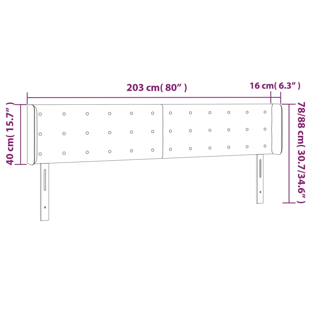 vidaXL Uzglavlje s ušima bijelo 203x16x78/88 cm od umjetne kože