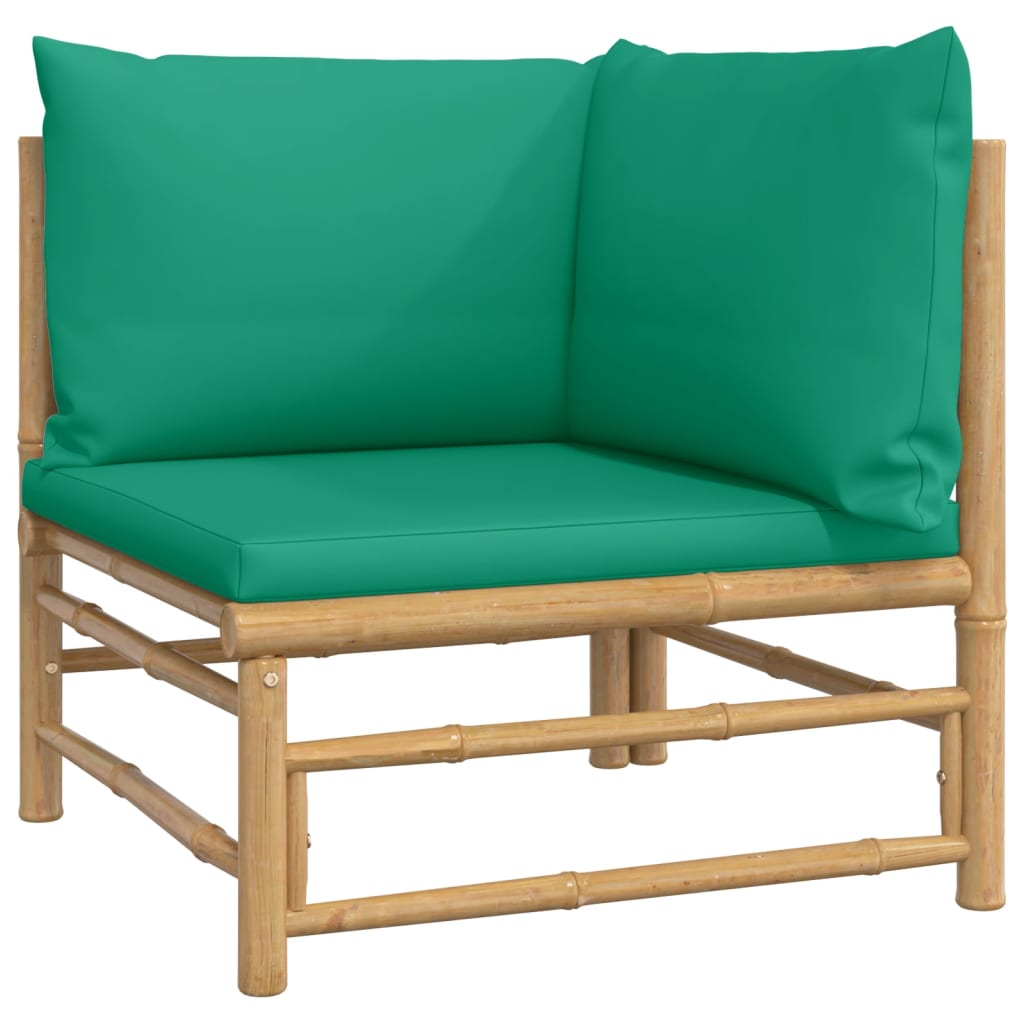 vidaXL 11-dijelna vrtna garnitura od bambusa sa zelenim jastucima