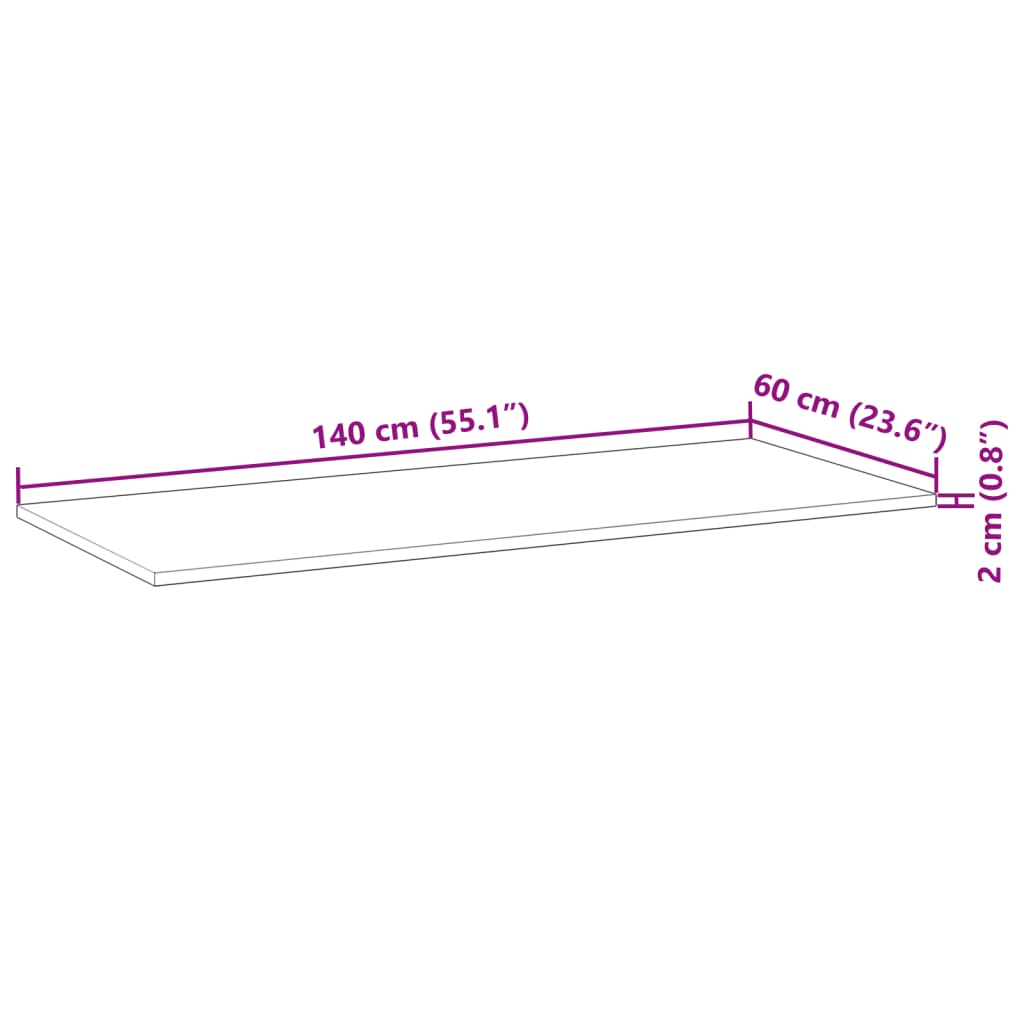 vidaXL Površina za umivaonik neobrađena 140x60x2 cm od drva bagrema