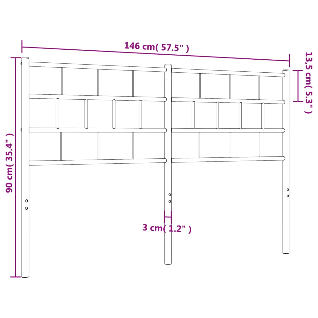 vidaXL Metalno uzglavlje bijelo 140 cm