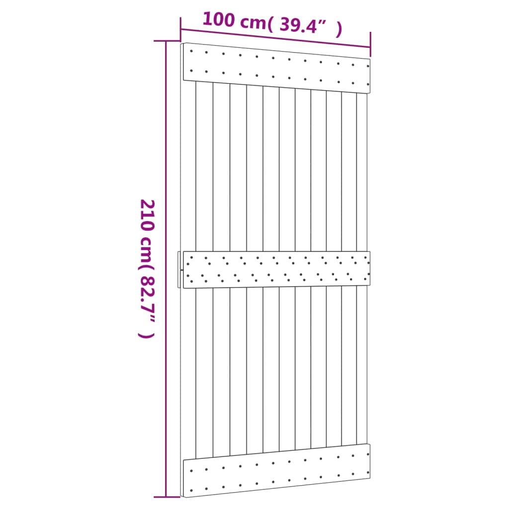 vidaXL Vrata NARVIK 100 x 210 cm od masivne borovine