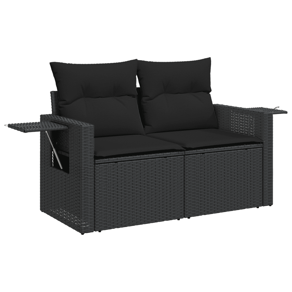 vidaXL 6-dijelni set vrtnih sofa s jastucima crni od poliratana