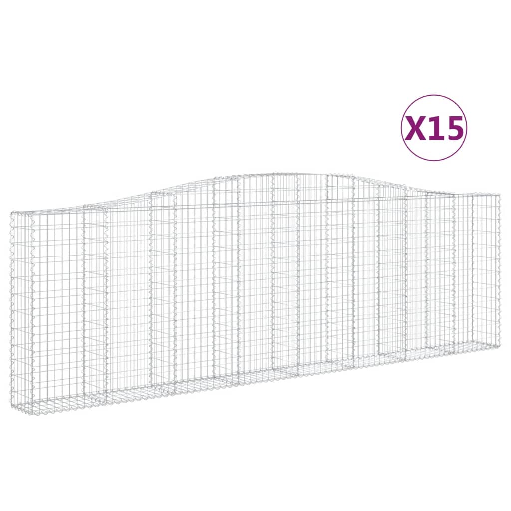 vidaXL Lučne gabionske košare 15kom 400x30x120/140cm pocinčano željezo