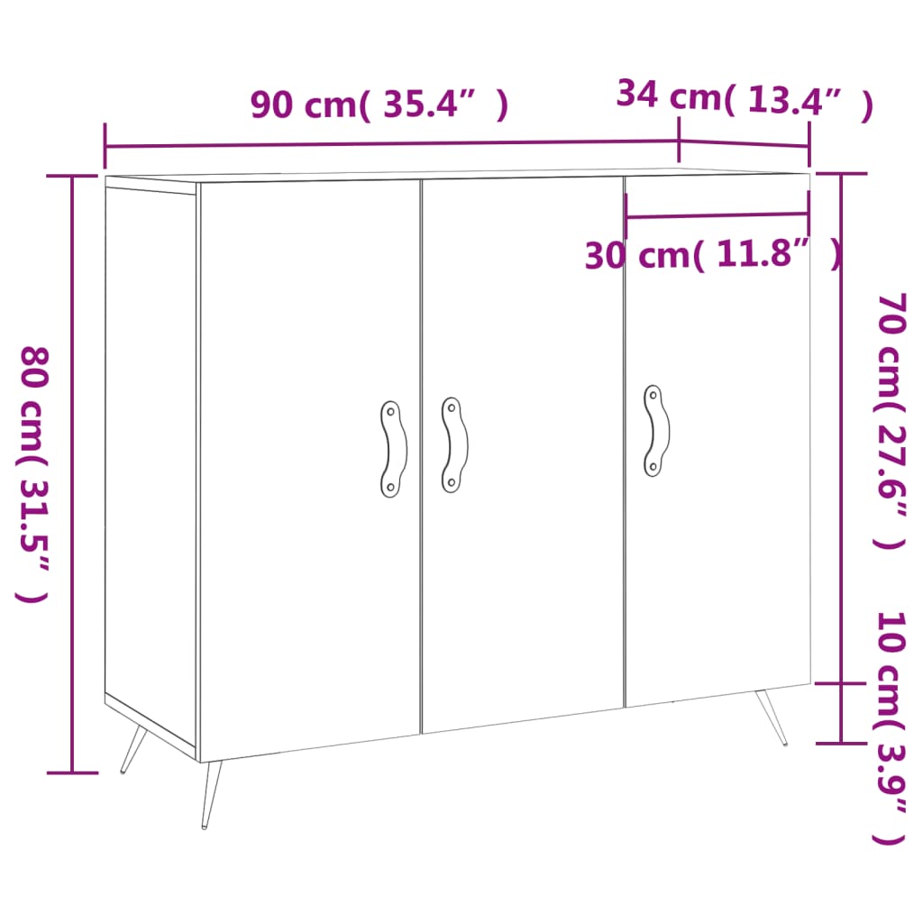 vidaXL Komoda sjajna bijela 90x34x80 cm od konstruiranog drva