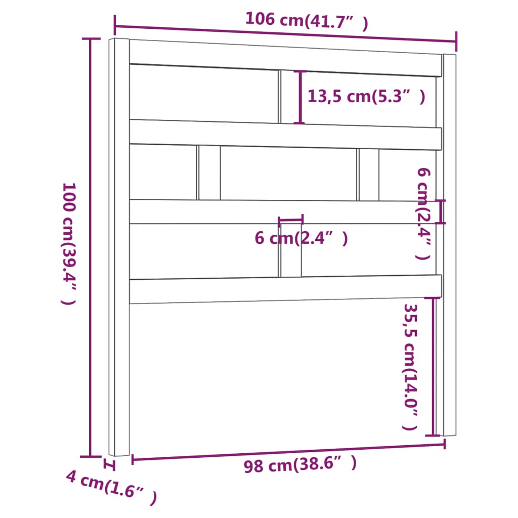 vidaXL Uzglavlje za krevet 106 x 4 x 100 cm od masivne borovine