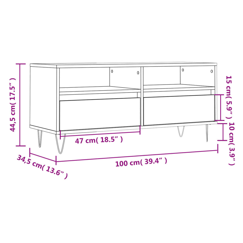 vidaXL TV ormarić sjajni bijeli 100x34,5x44,5 cm od konstruiranog drva