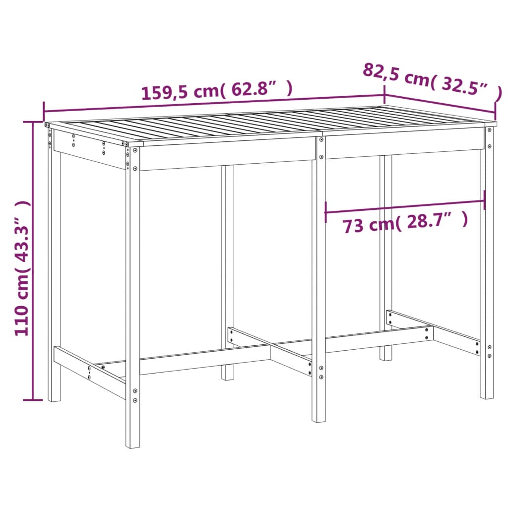 vidaXL Vrtni stol boja meda 159,5 x 82,5 x 110 cm od masivne borovine