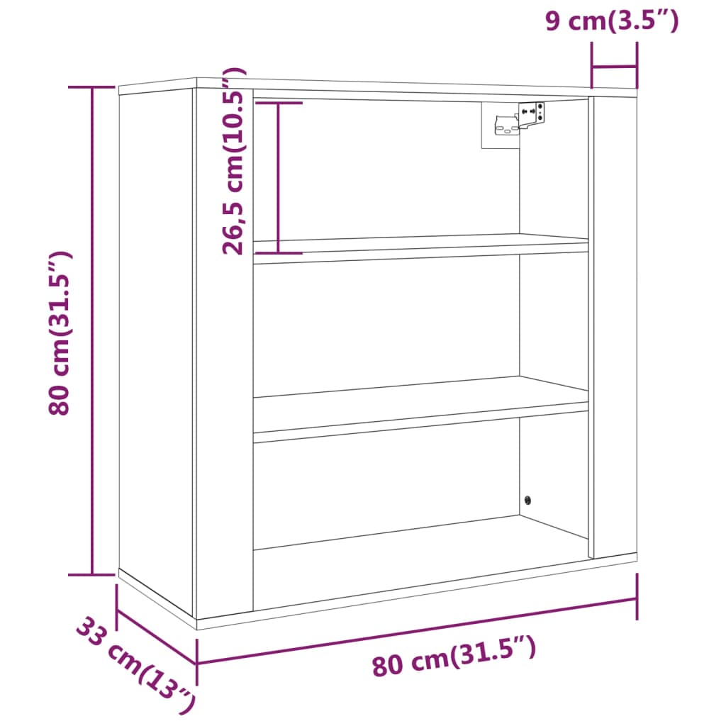 vidaXL Zidni ormarić boja hrasta sonome 80x33x80 cm konstruirano drvo