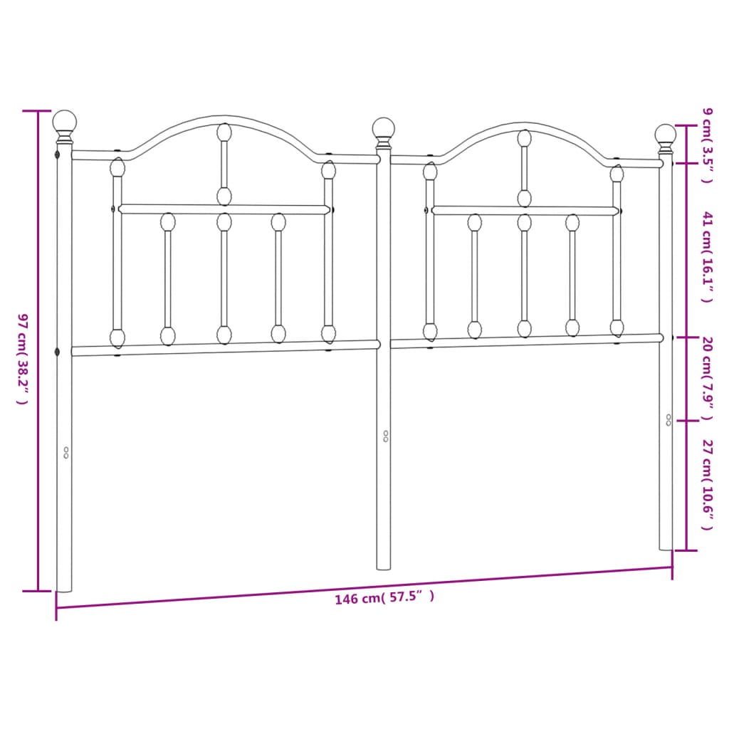 vidaXL Metalno uzglavlje bijelo 140 cm