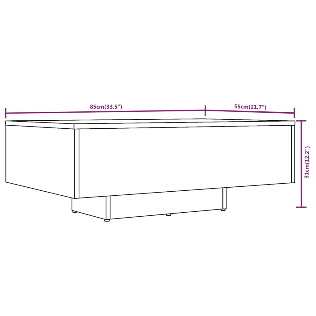 vidaXL Stolić za kavu boja dimljenog hrasta 85 x 55 x 31 cm drveni