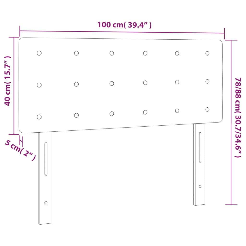 vidaXL Uzglavlje crno 100x5x78/88 cm od tkanine